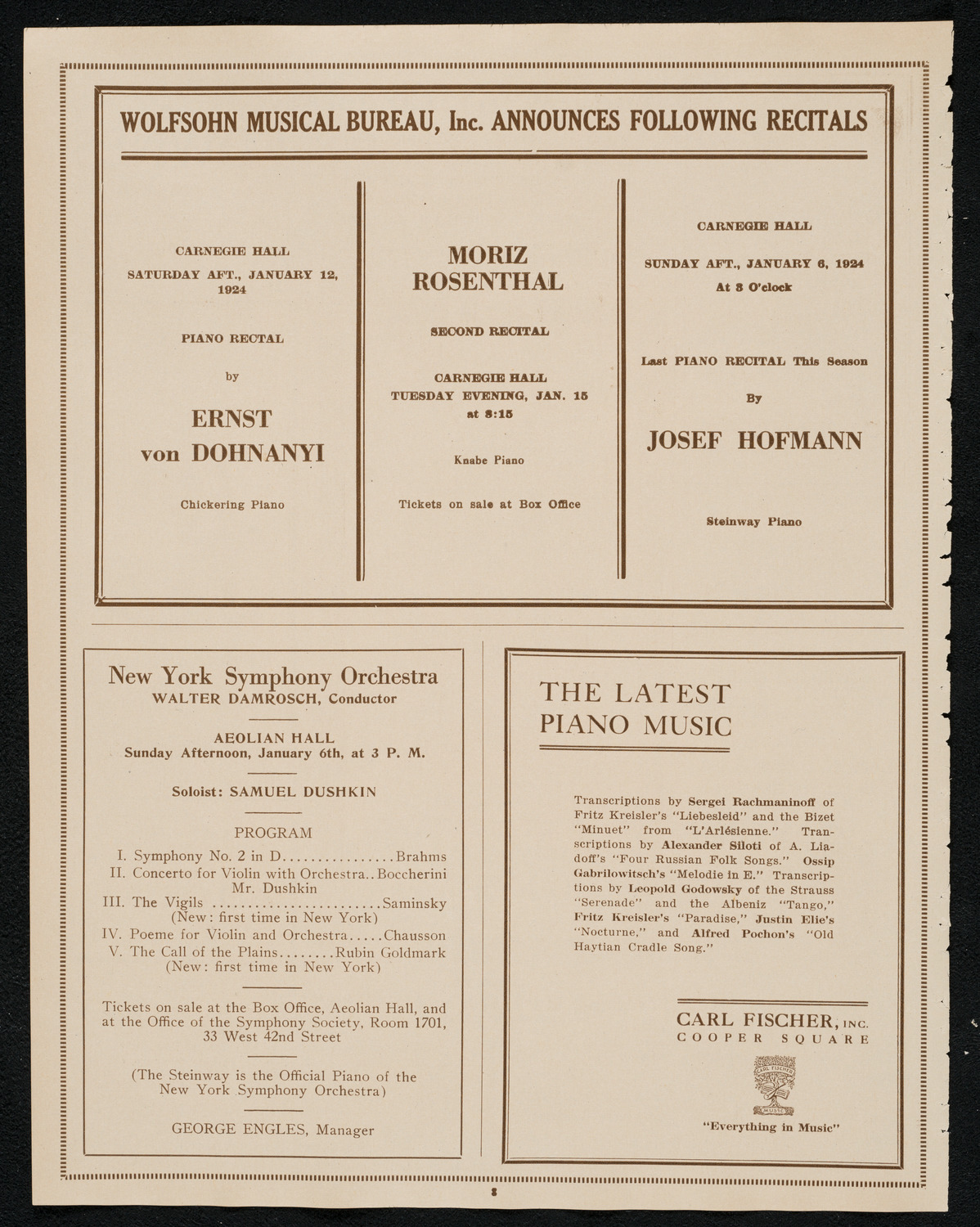 Philadelphia Orchestra, January 2, 1924, program page 8