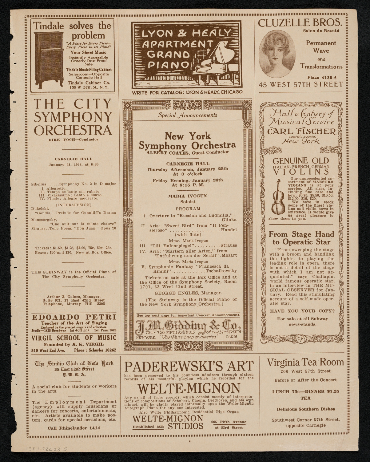 Union of American Hebrew Congregations Golden Jubilee Convention, January 22, 1923, program page 9