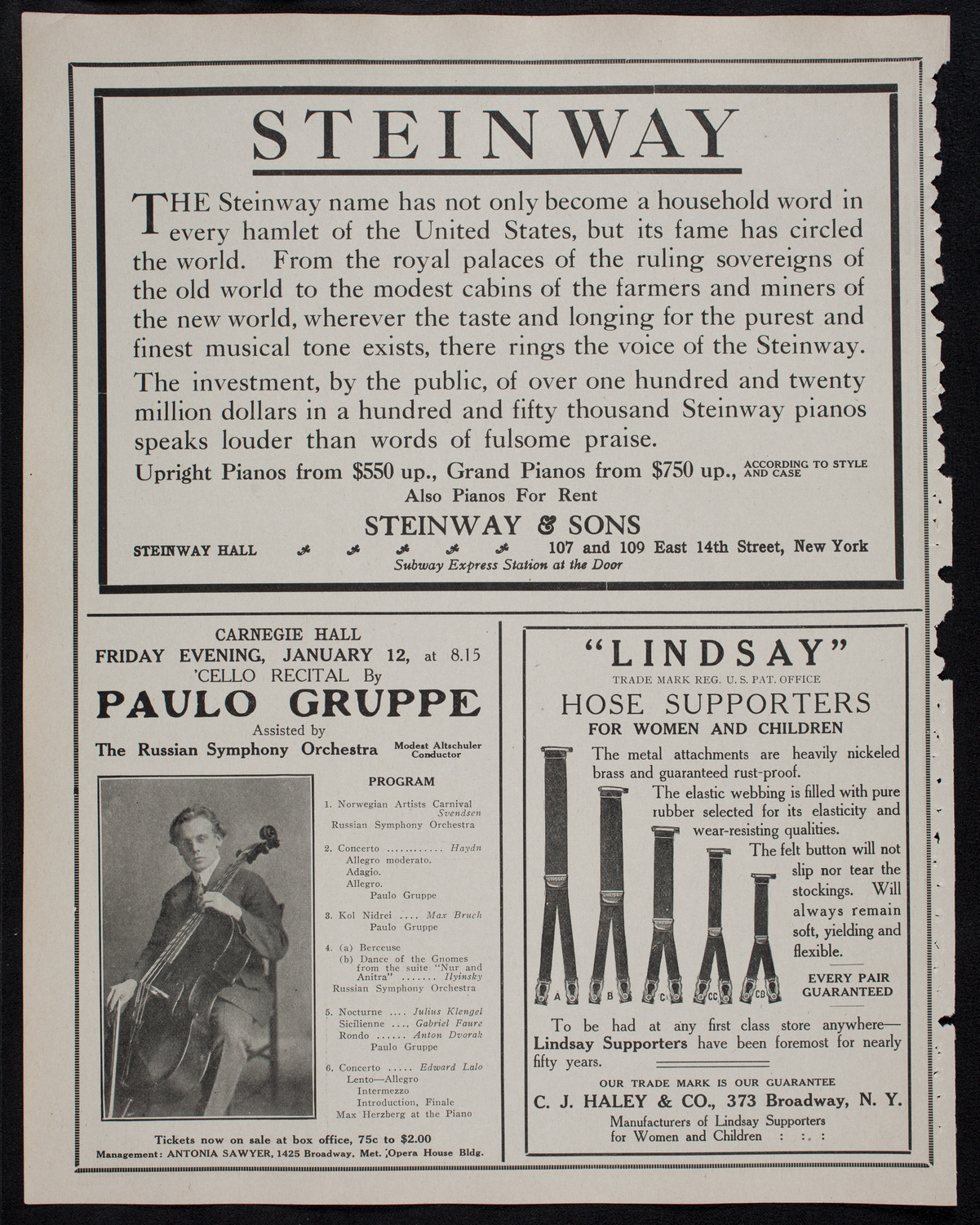 New York Philharmonic, January 5, 1912, program page 4