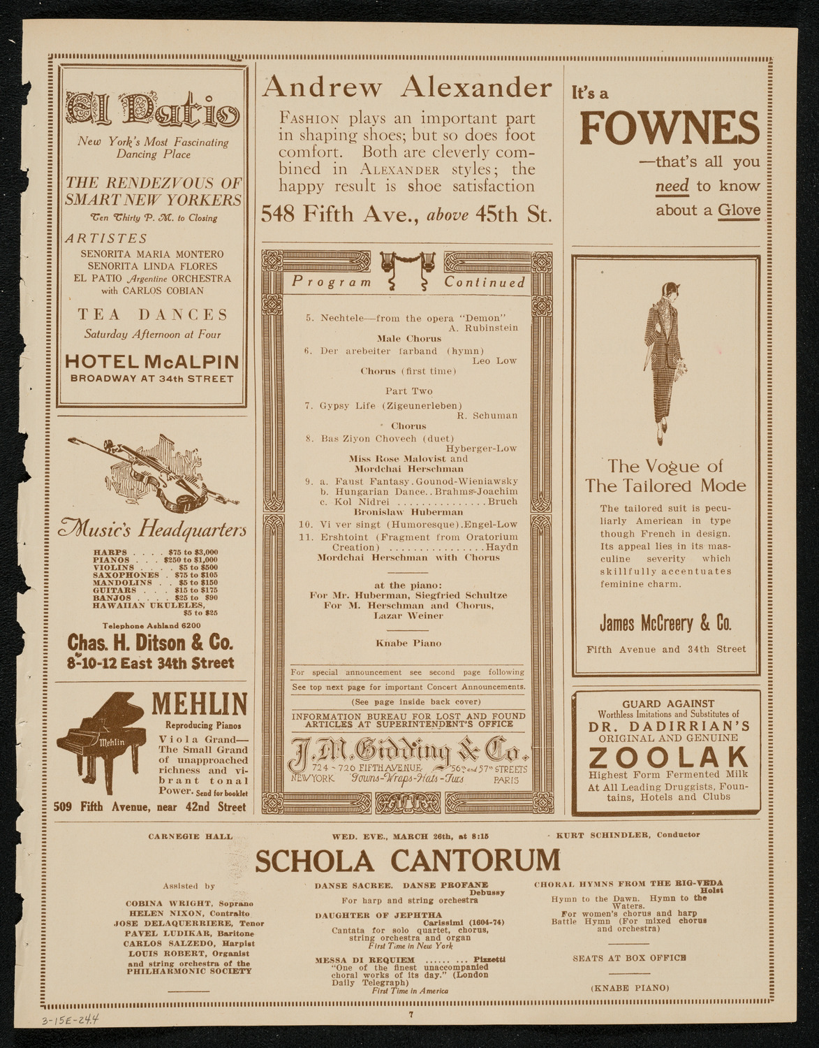 Jewish National Workers Alliance Chorus, March 15, 1924, program page 7
