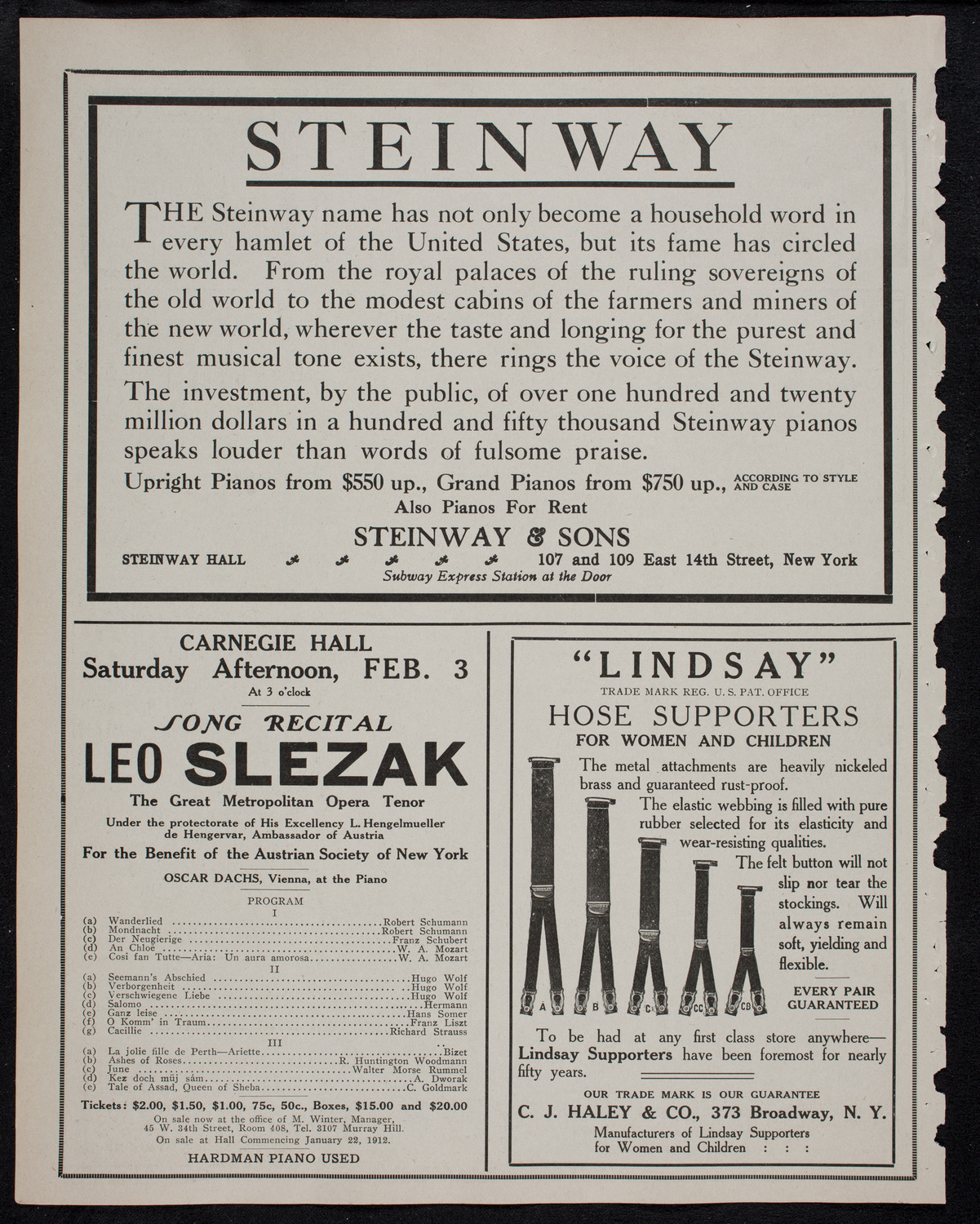 Wilhelm Backhaus, Piano, January 20, 1912, program page 4