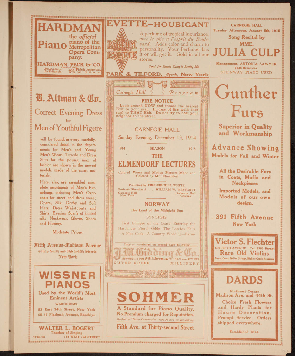 Elmendorf Lecture: Norway, December 13, 1914, program page 5