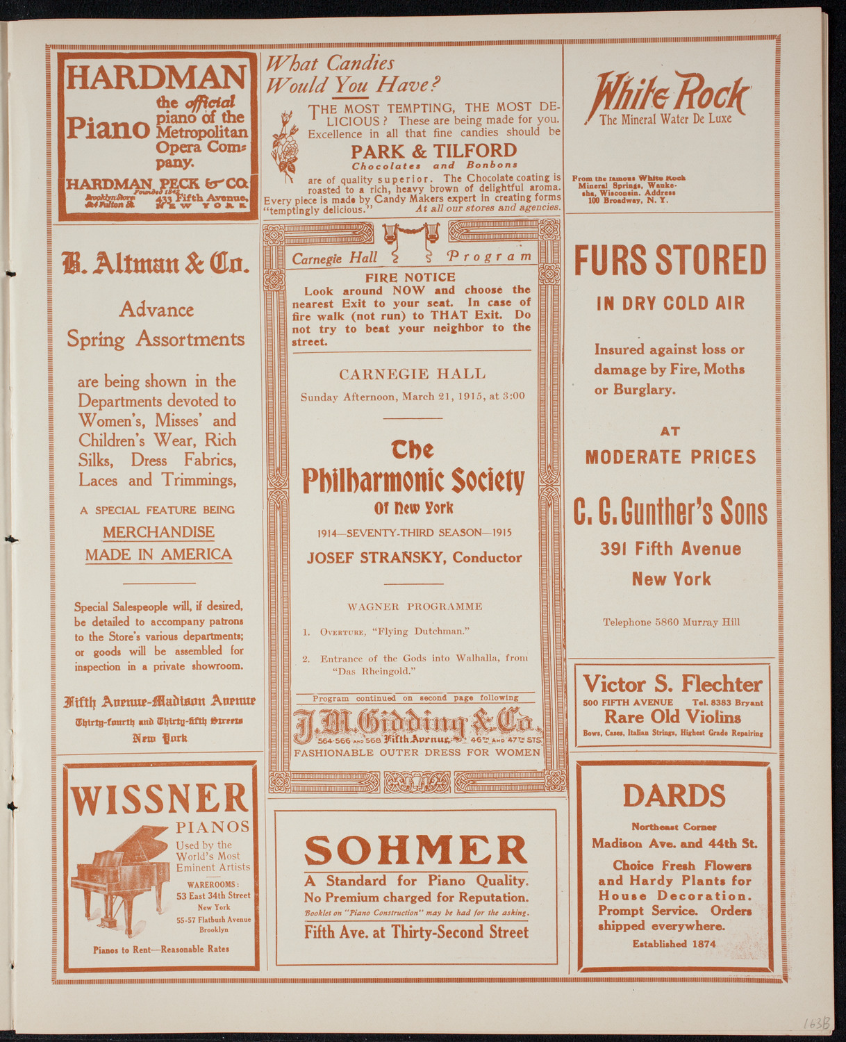 New York Philharmonic, March 21, 1915, program page 5