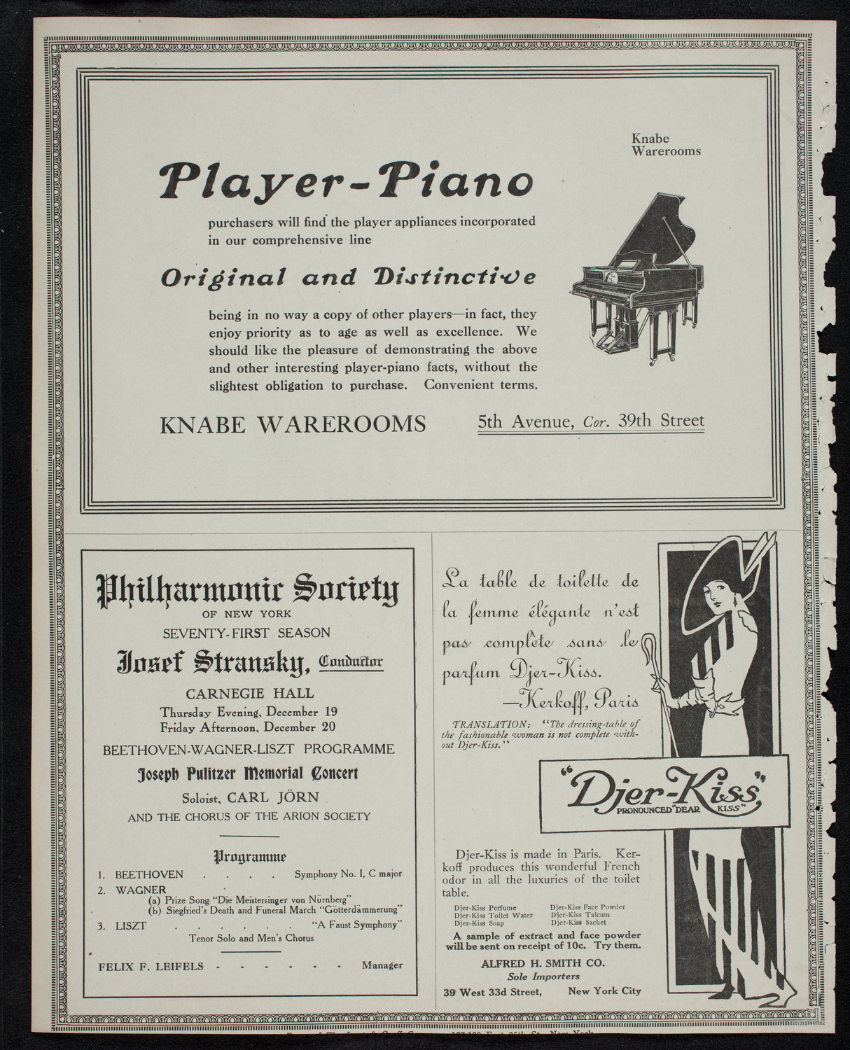 New York Philharmonic, December 12, 1912, program page 12