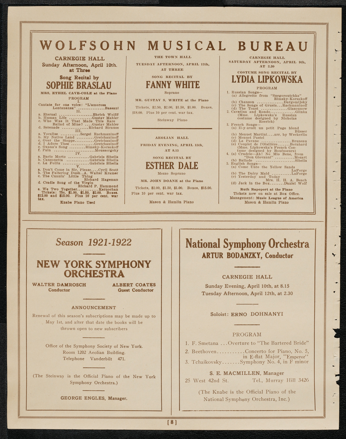 The High Twelve Club Reception and Entertainment, April 8, 1921, program page 8