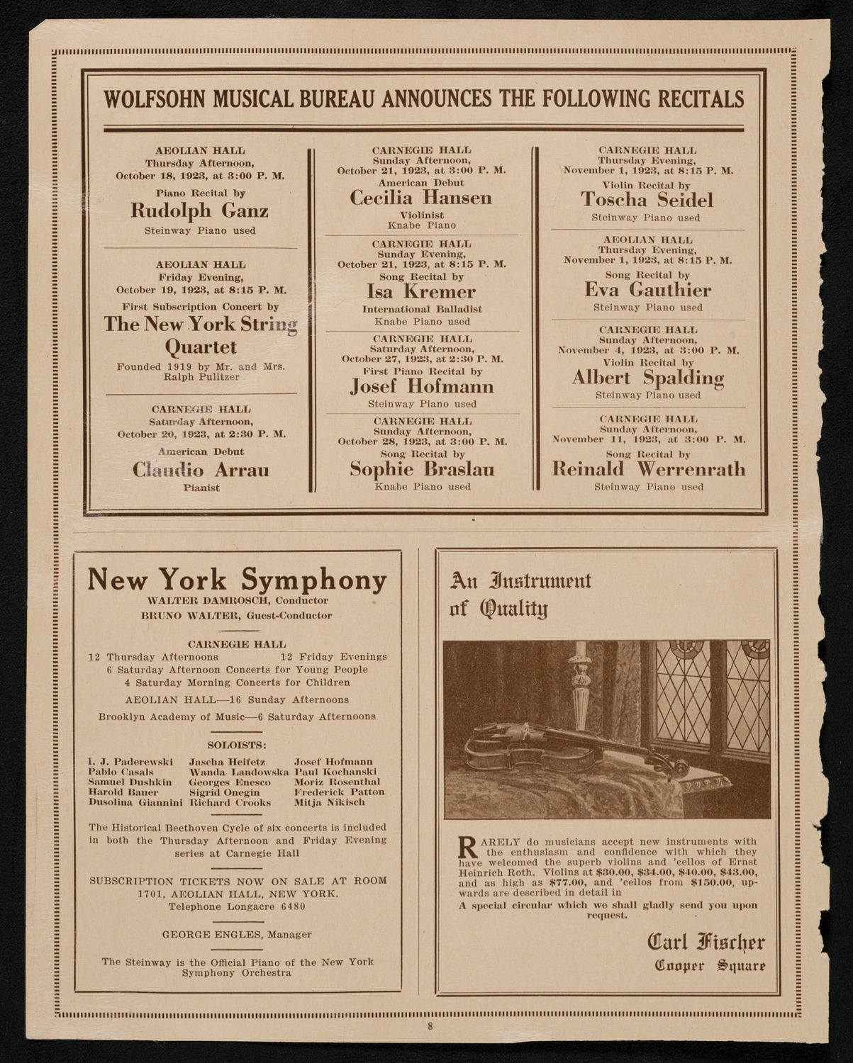 U.S. Marine Band, September 30, 1923, program page 8