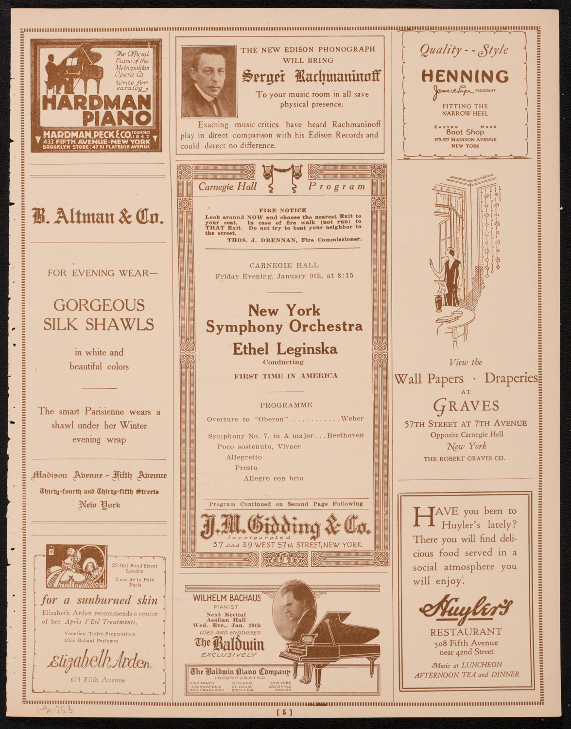 New York Symphony Orchestra, January 9, 1925, program page 5