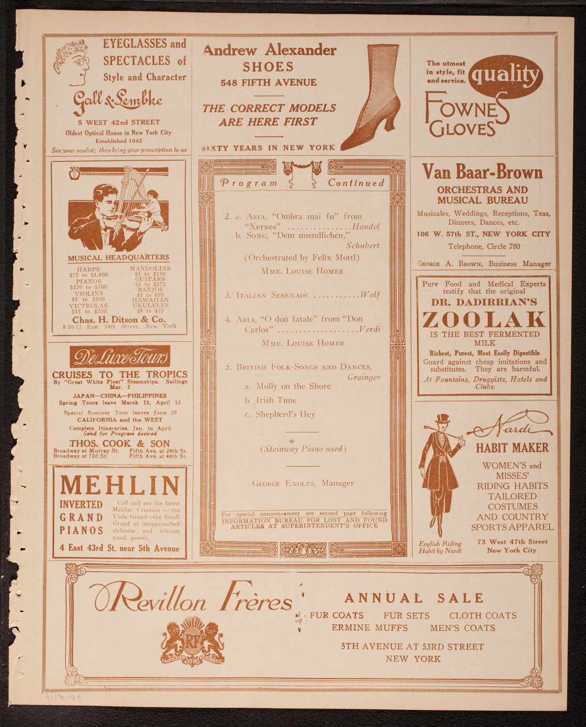 New York Symphony Orchestra, March 17, 1917, program page 7