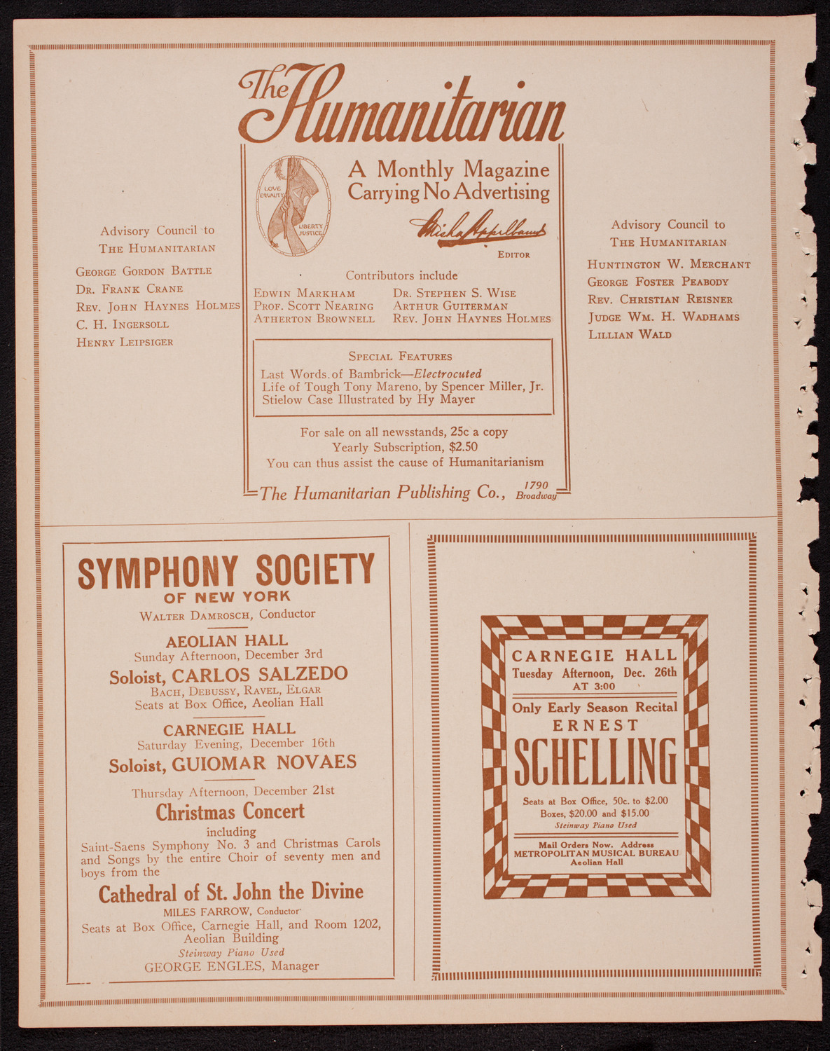 Ethel Leginska, Piano, December 1, 1916, program page 8