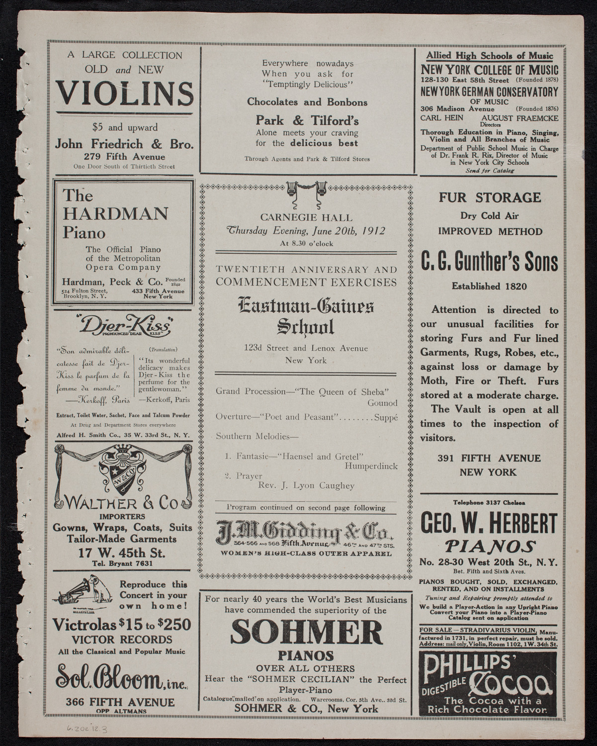 Graduation: Eastman-Gaines School, June 20, 1912, program page 5