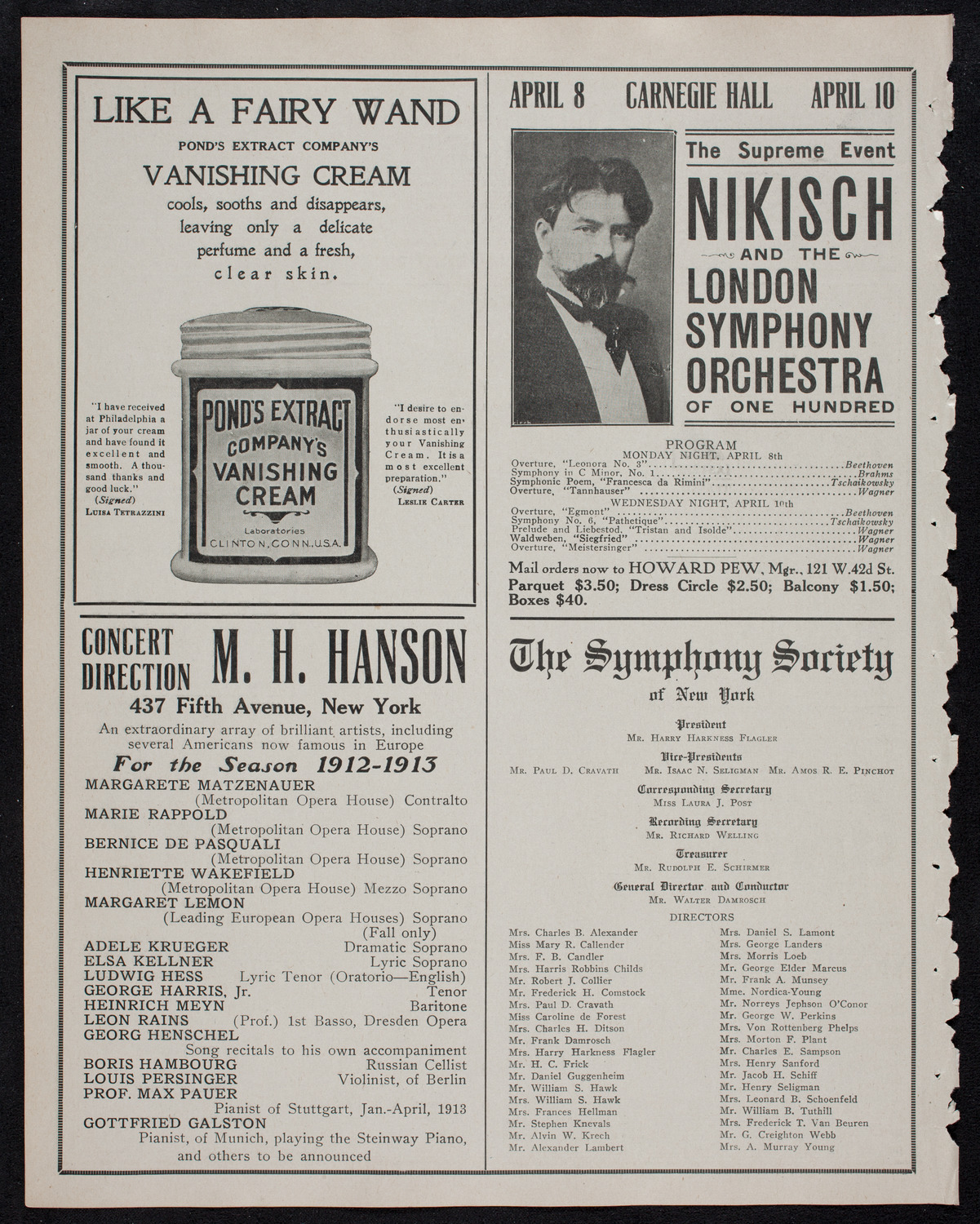 Brahms Festival: Oratorio Society of New York and New York Symphony Orchestra, March 25, 1912, program page 8