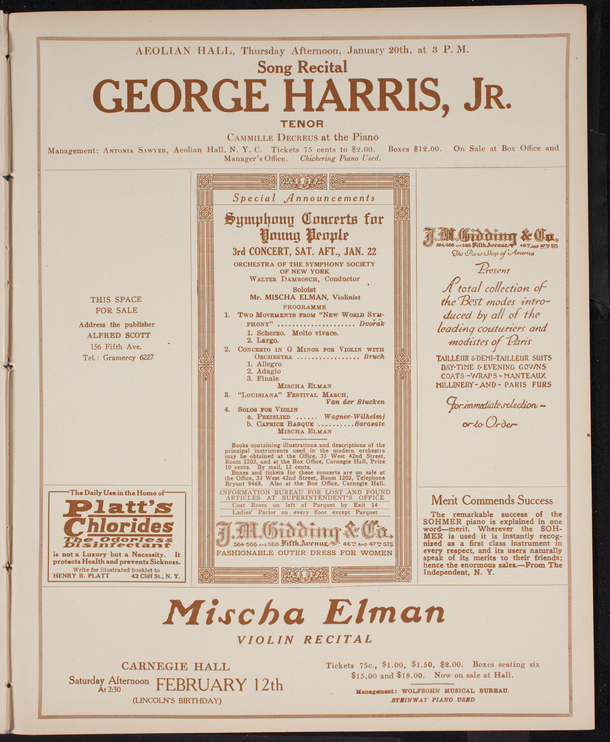 Schola Cantorum of New York, January 12, 1916, program page 9