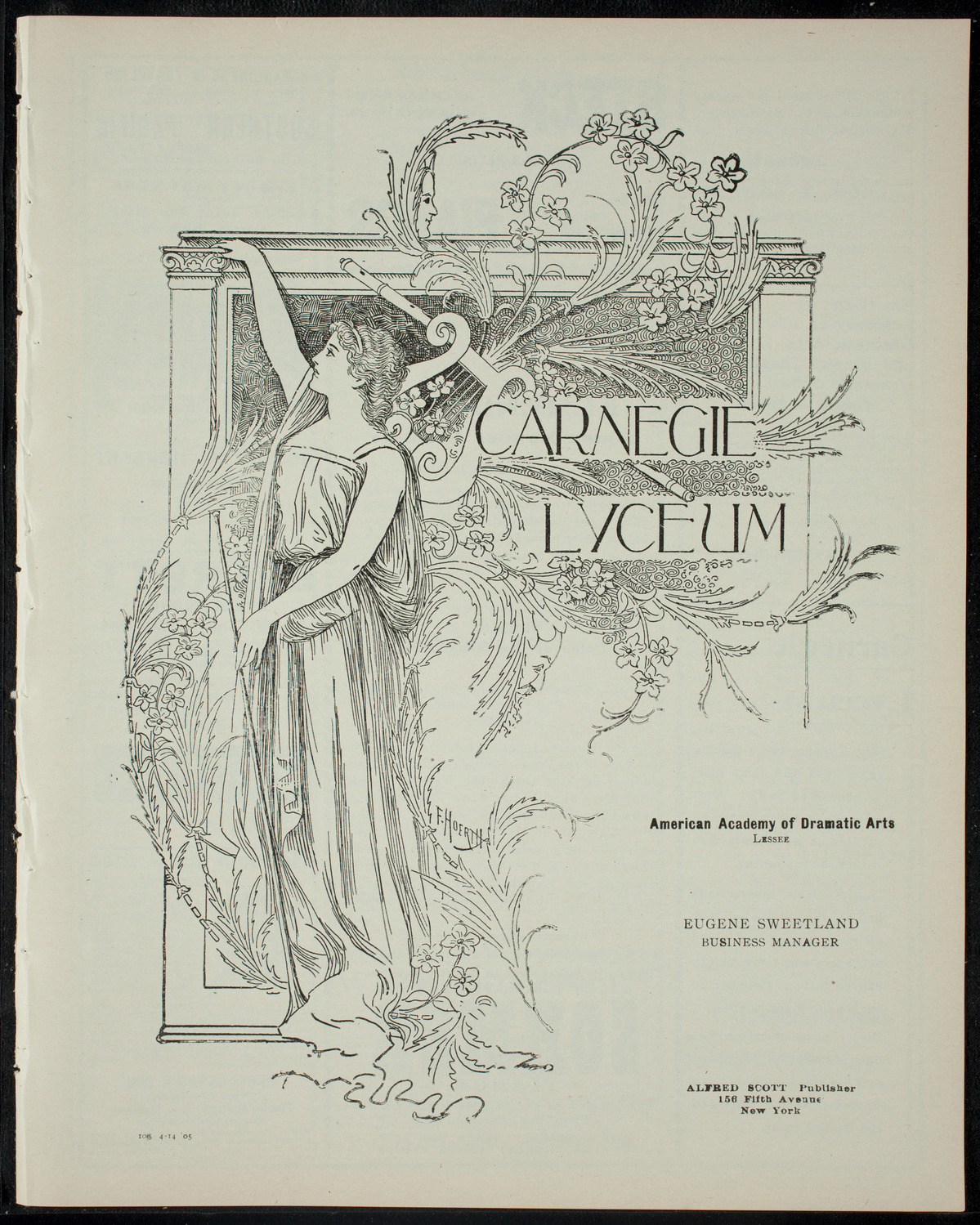 Elmendorf Lecture: Tales of the Alhambra, April 14, 1905, program page 1