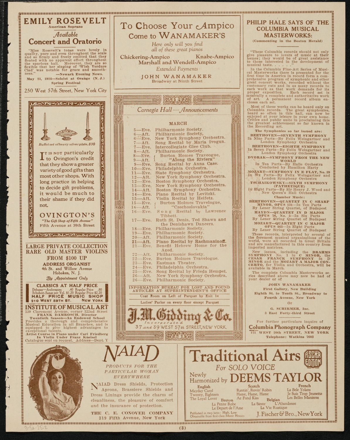 New York Symphony Orchestra, March 5, 1925, program page 3