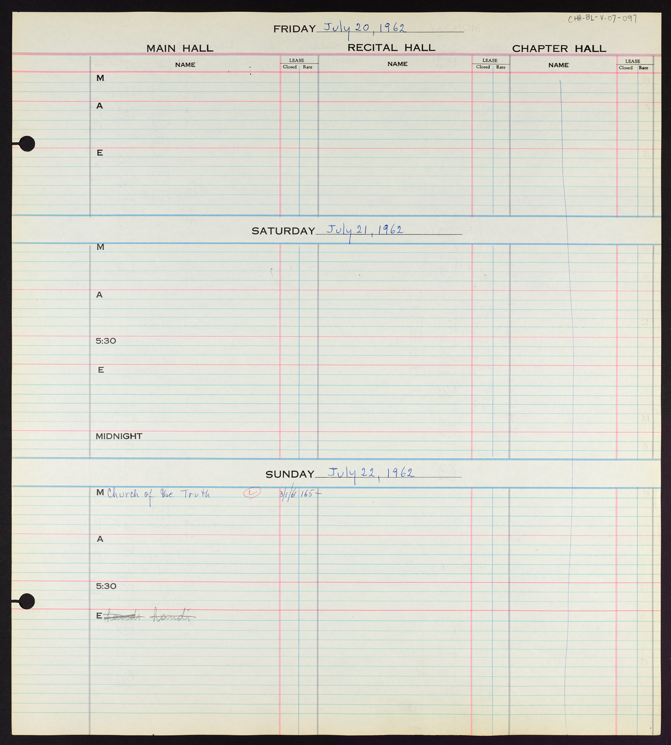 Carnegie Hall Booking Ledger, volume 7, page 97