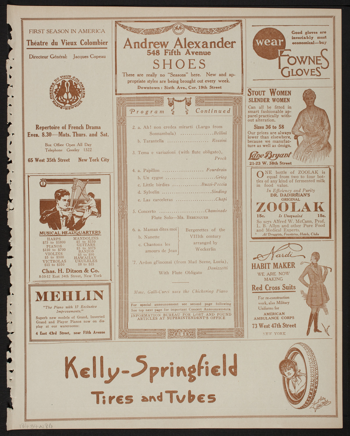 Amelita Galli-Curci, Soprano, March 4, 1918, program page 7