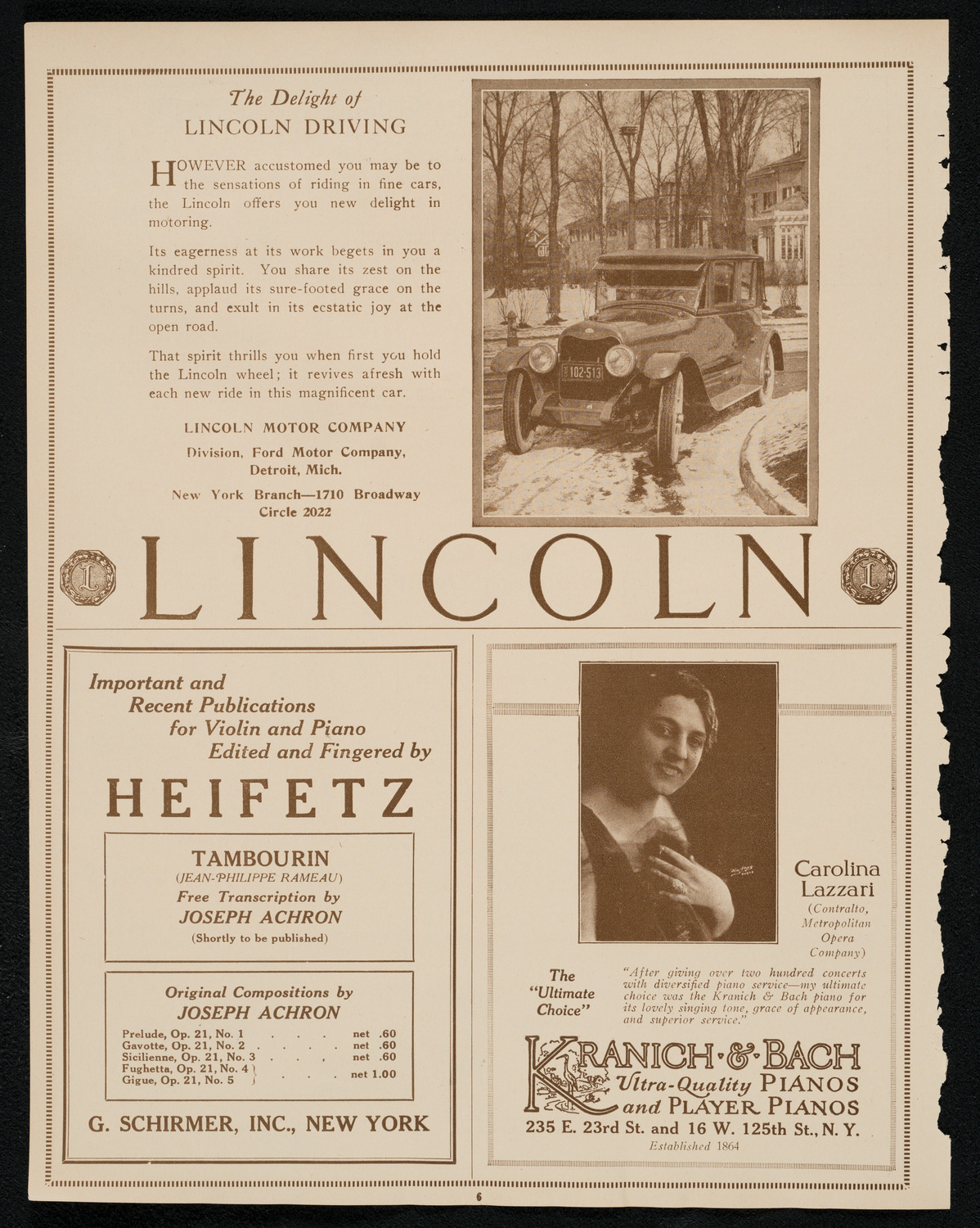 New York Symphony Orchestra: Beethoven Cycle, January 3, 1924, program page 6