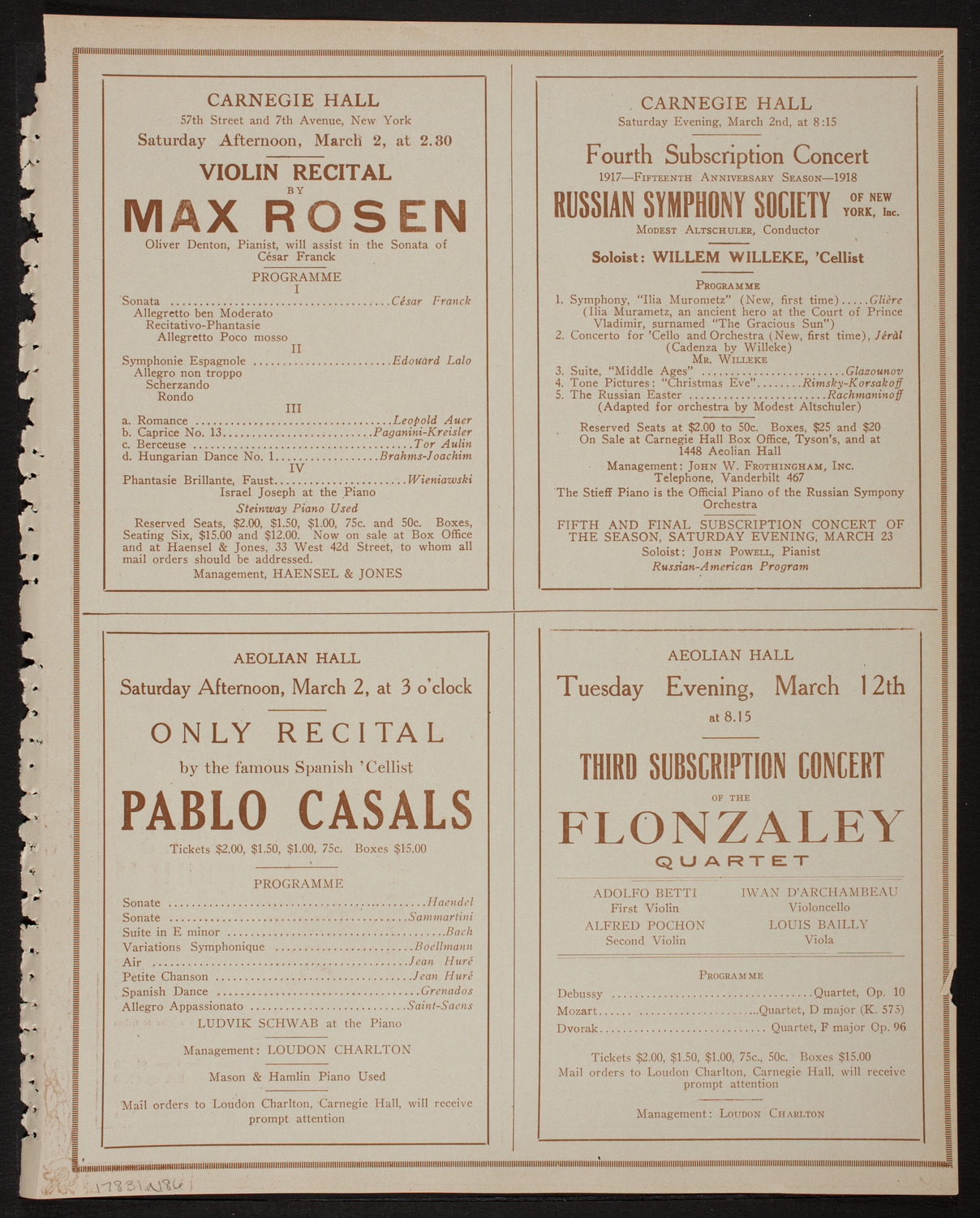New York Philharmonic, March 1, 1918, program page 11