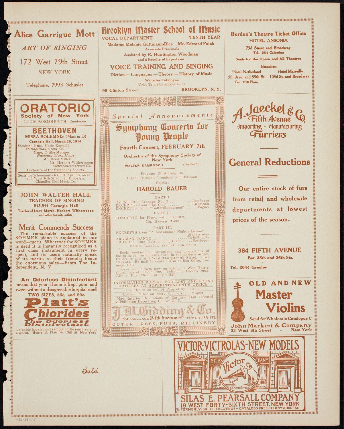 Schola Cantorum of New York, January 20, 1914, program page 9