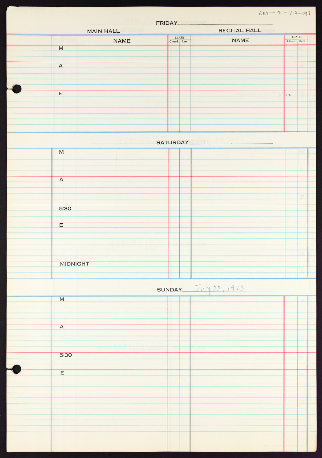 Carnegie Hall Booking Ledger, volume 18, page 93