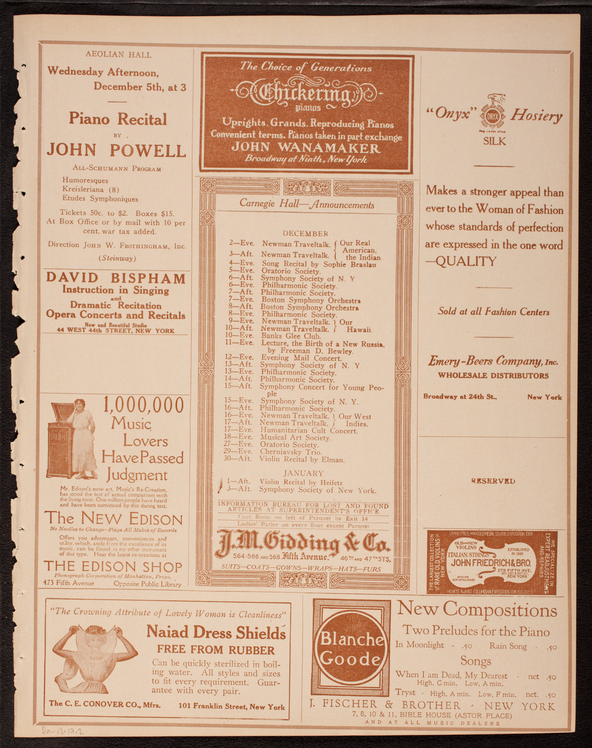 New York Philharmonic, December 2, 1917, program page 3