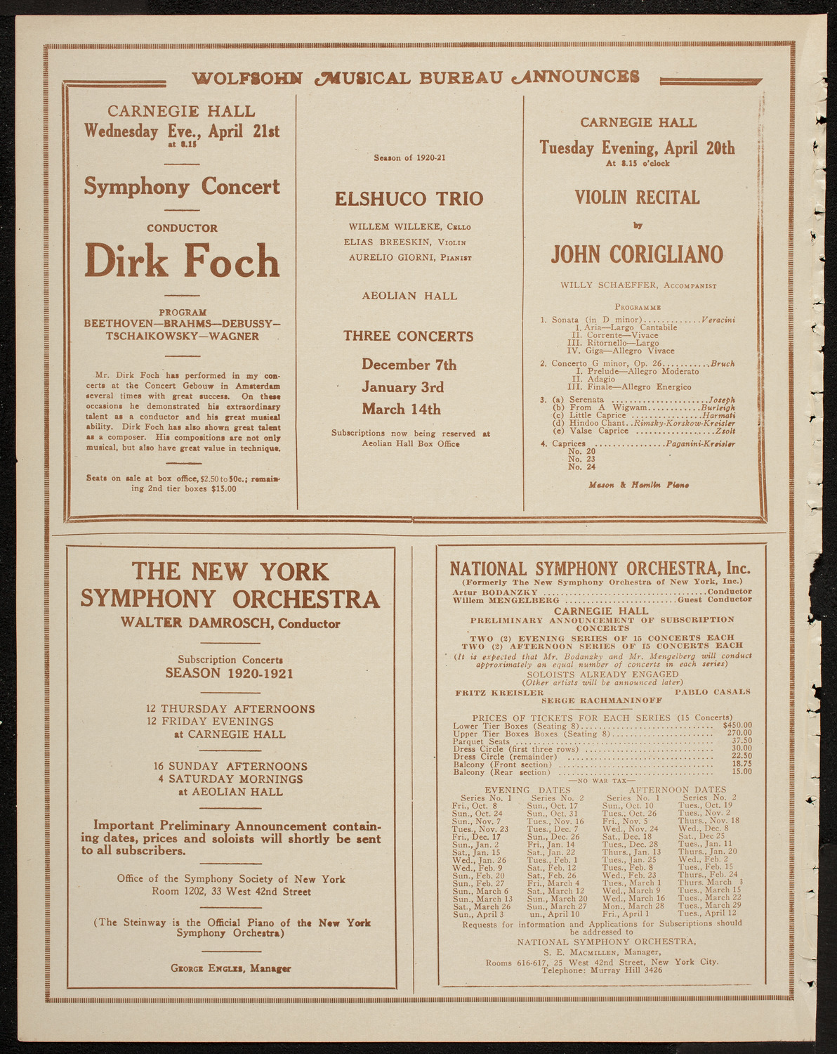 Josef Lhévinne, Piano, April 18, 1920, program page 8