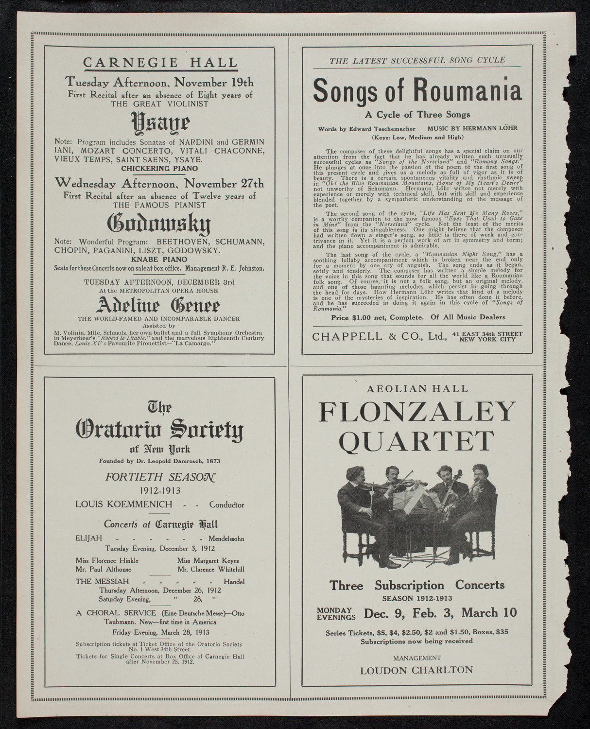New York Philharmonic, November 17, 1912, program page 10