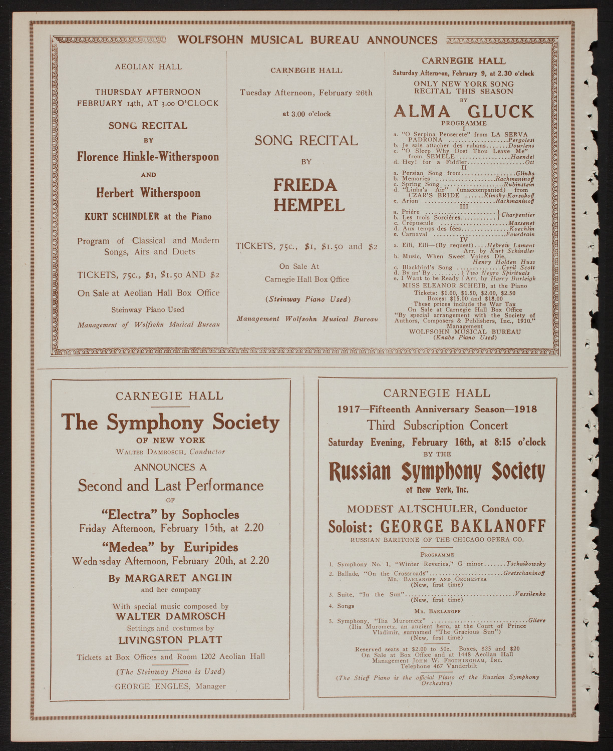 New York Philharmonic, February 7, 1918, program page 8