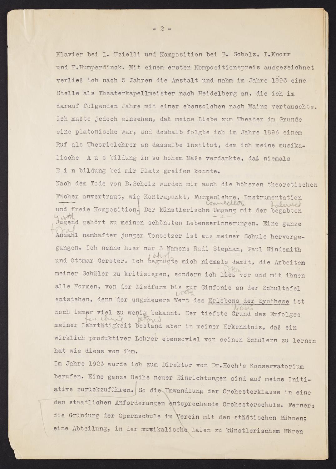 Correspondence from Bernhard Sekles to David Ewen, page 2 of 4