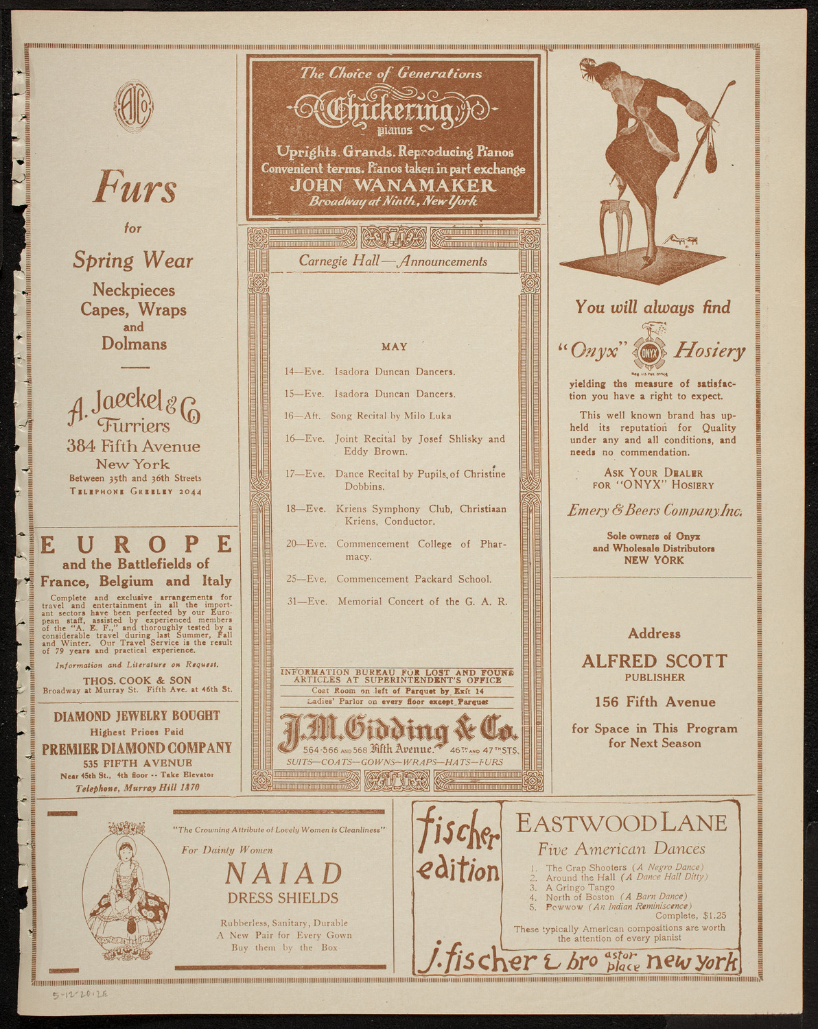 Isadora Duncan Dancers, May 12, 1920, program page 3