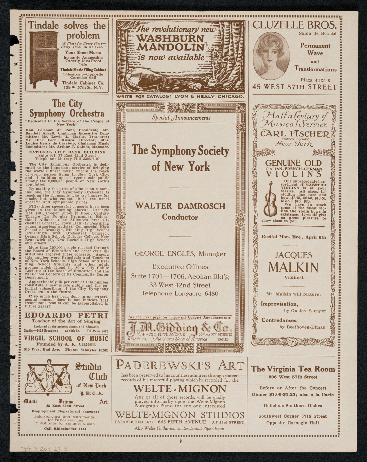 Columbia University Chorus, March 26, 1923, program page 9