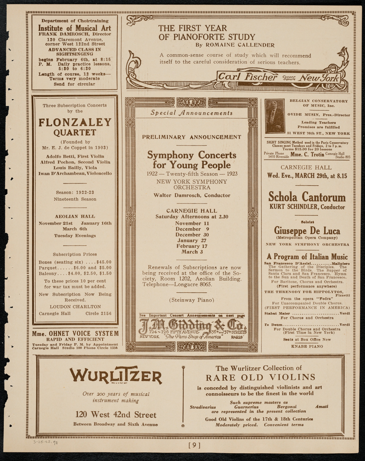 Erna Rubinstein, Violin, March 25, 1922, program page 9