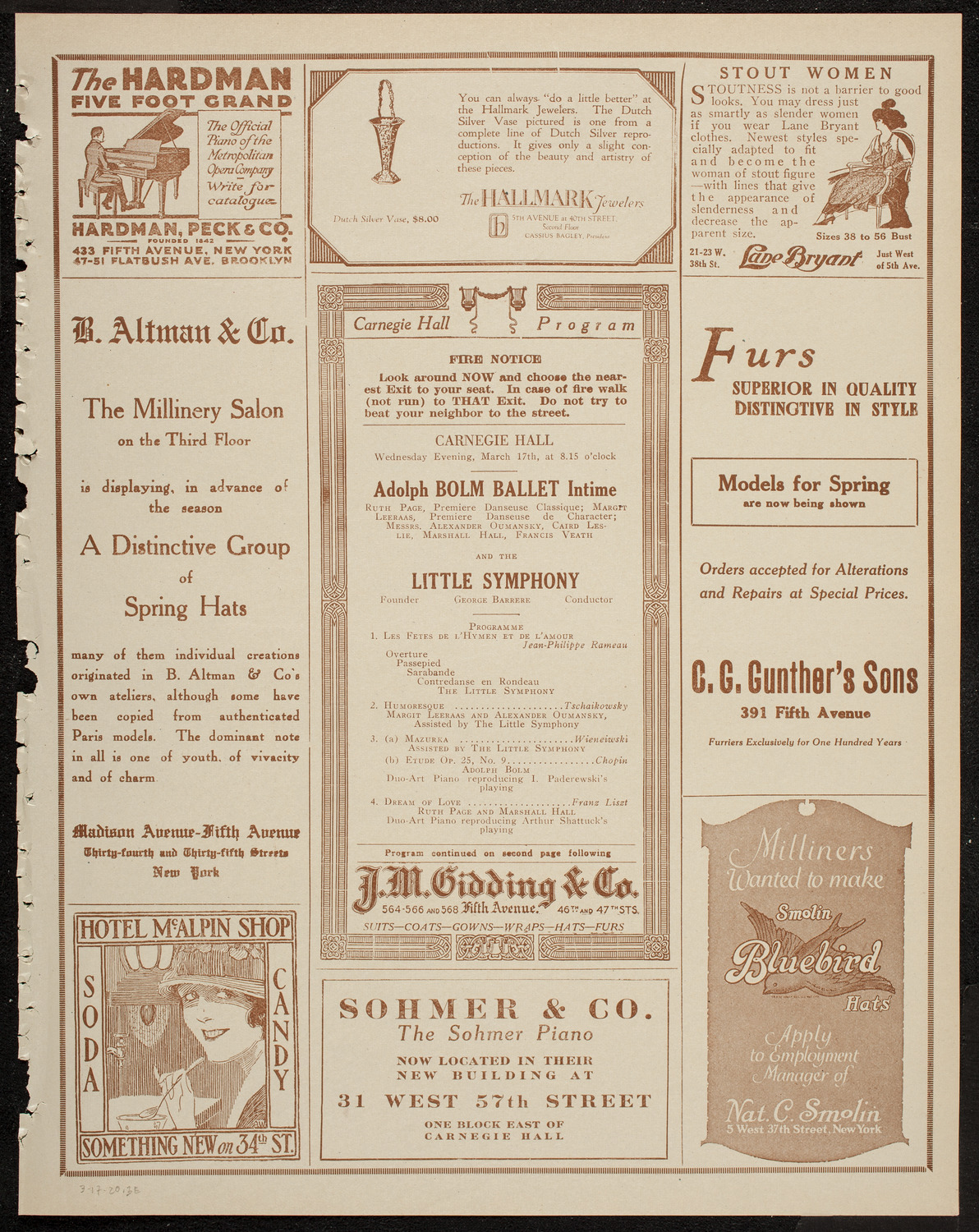 Adolph Bolm Ballet Intime, March 17, 1920, program page 5