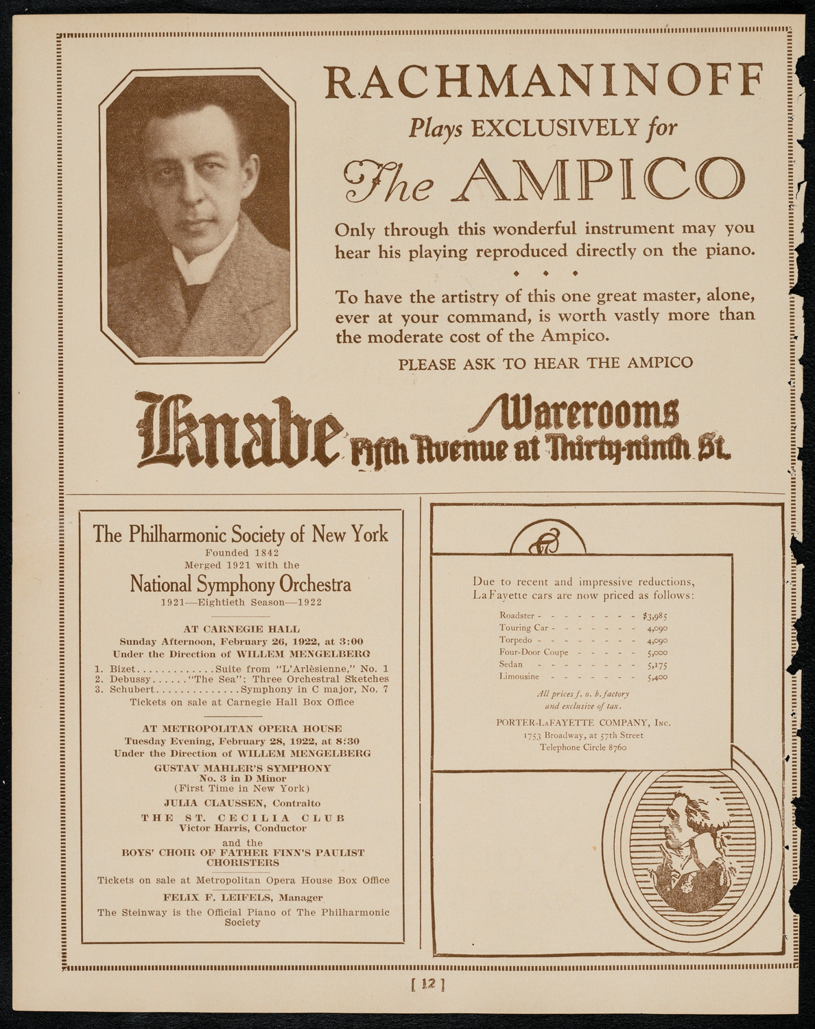 Henri Duval, Violin, February 25, 1922, program page 12