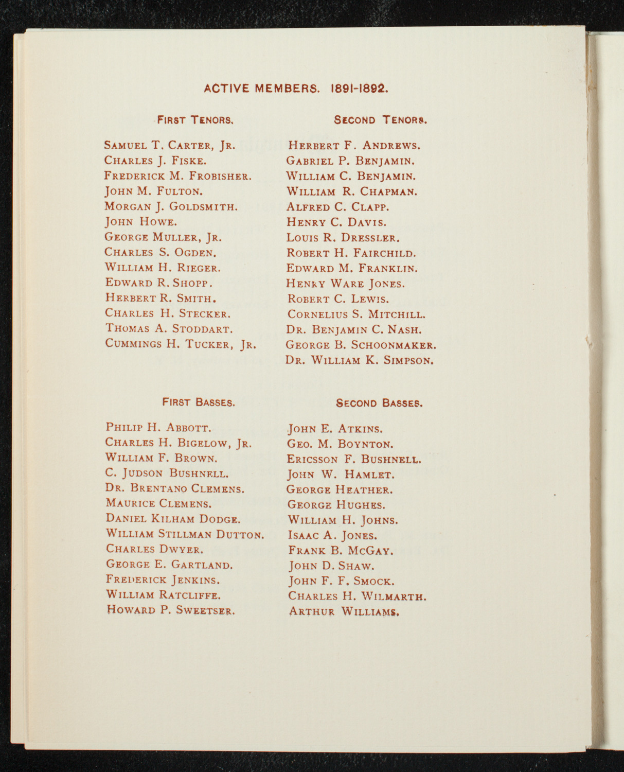 Musurgia, November 24, 1891, program page 20