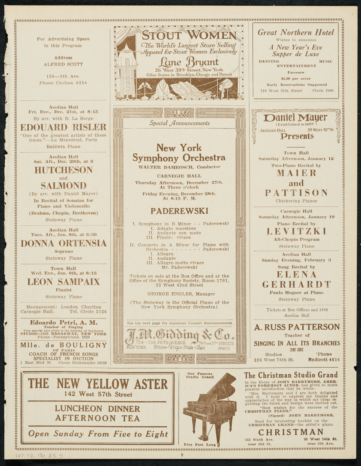 Philadelphia Orchestra, December 18, 1923, program page 9