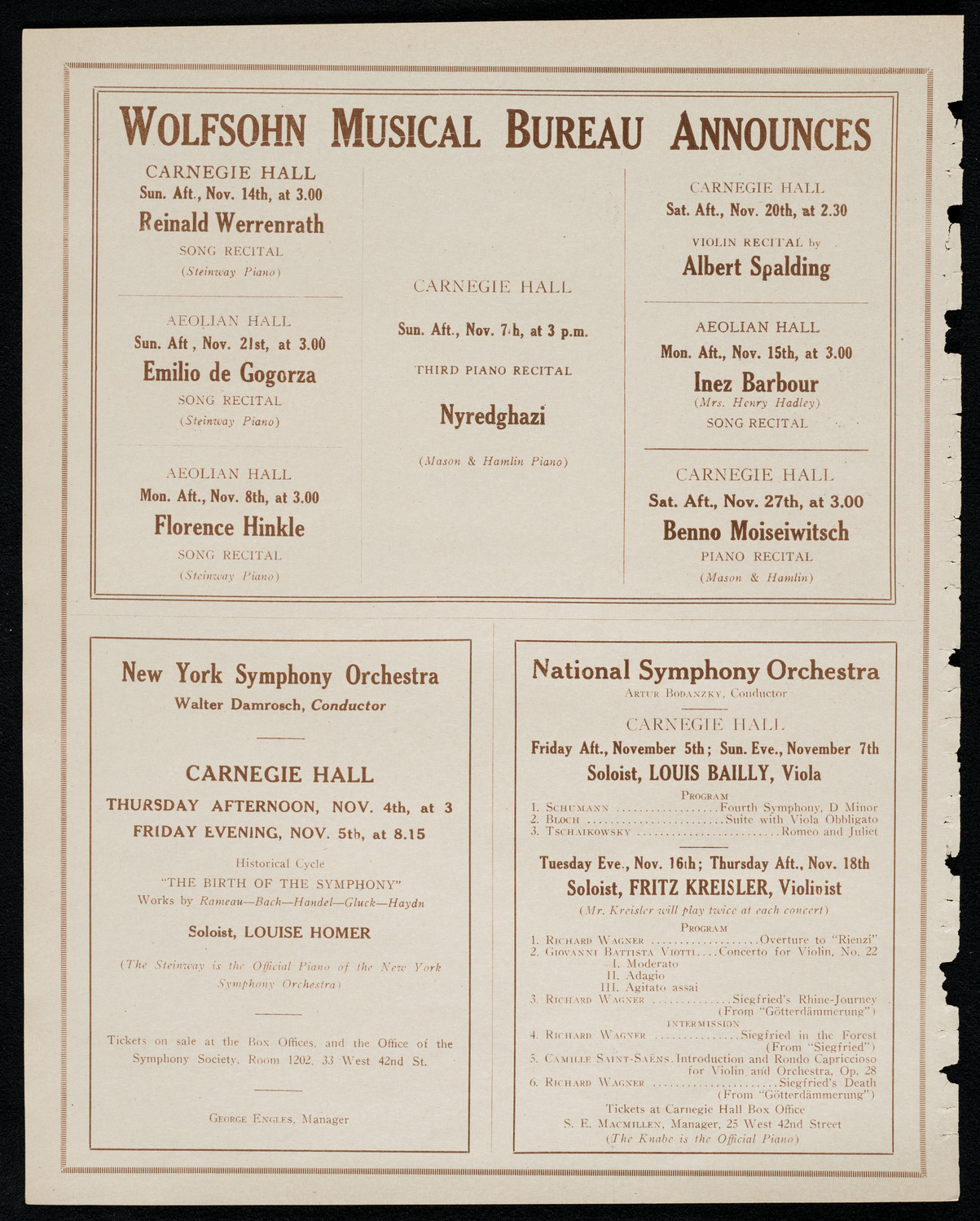 National Symphony Orchestra, November 2, 1920, program page 8