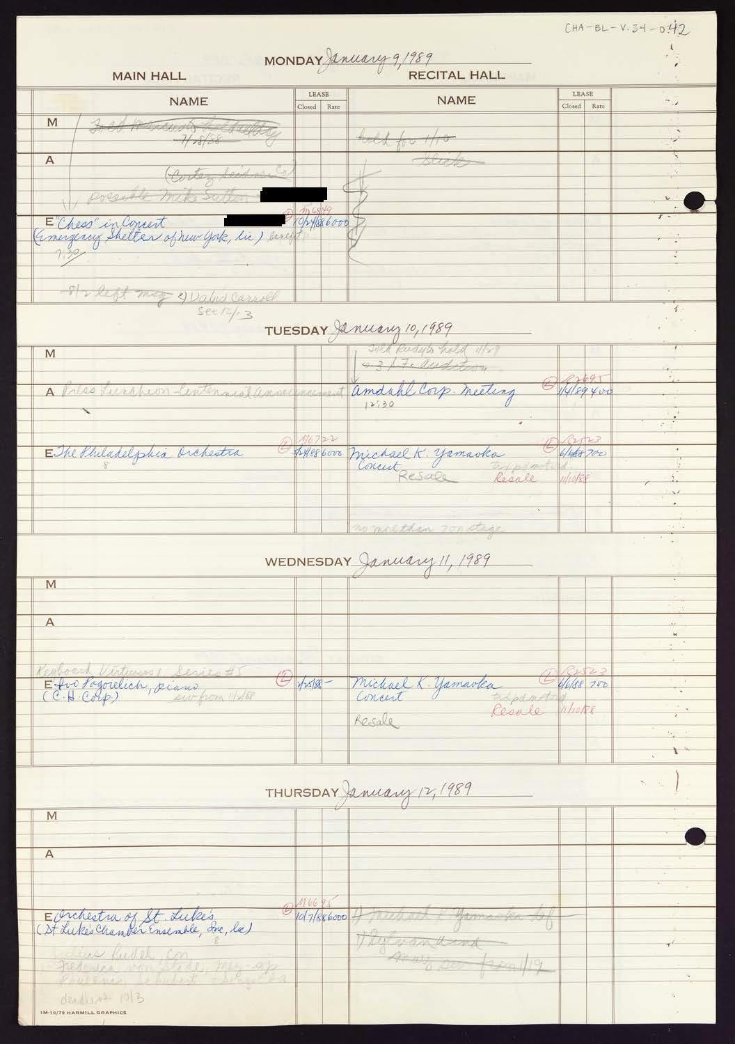 Carnegie Hall Booking Ledger, volume 34, page 42