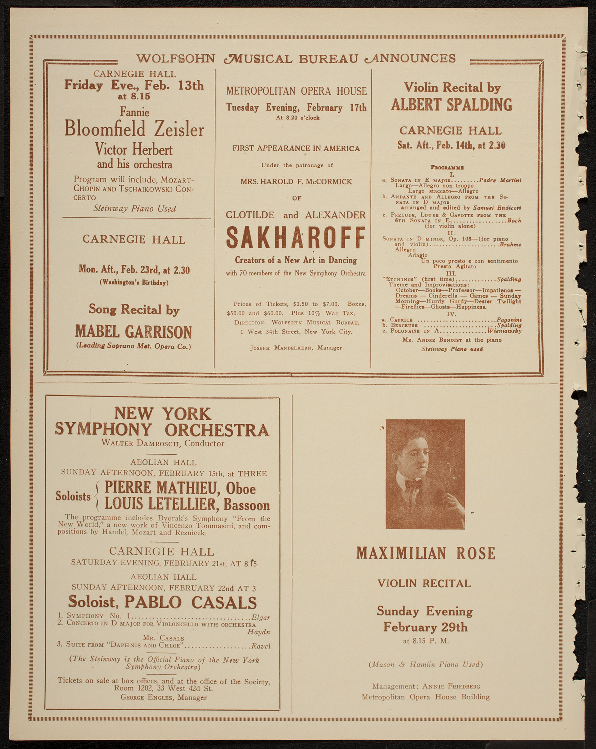 Evening Mail Save-A-Home Fund Concert: New York Philharmonic, February 11, 1920, program page 8