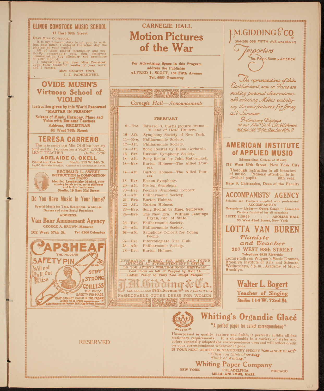Hampton Institute Meeting and Concert, February 8, 1915, program page 3