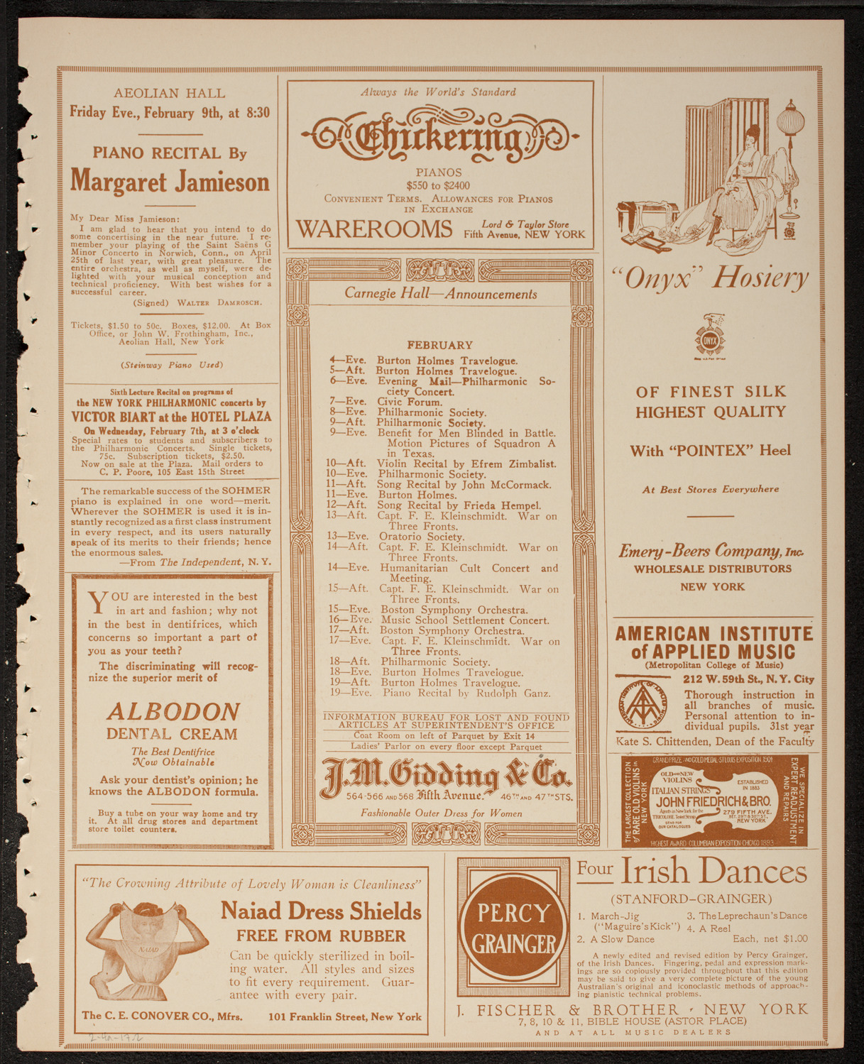 New York Philharmonic, February 4, 1917, program page 3