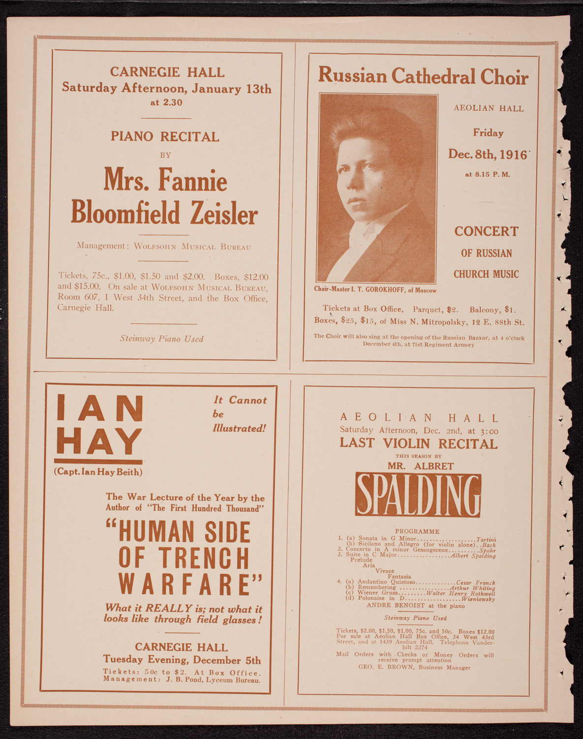 Germaine Schnitzer, Piano, November 30, 1916, program page 10