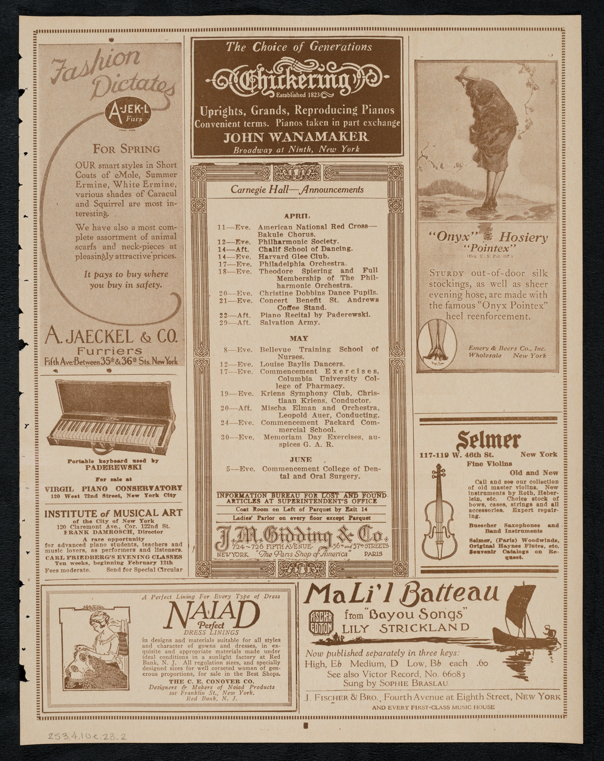 New York Banks' Glee Club, April 10, 1923, program page 3