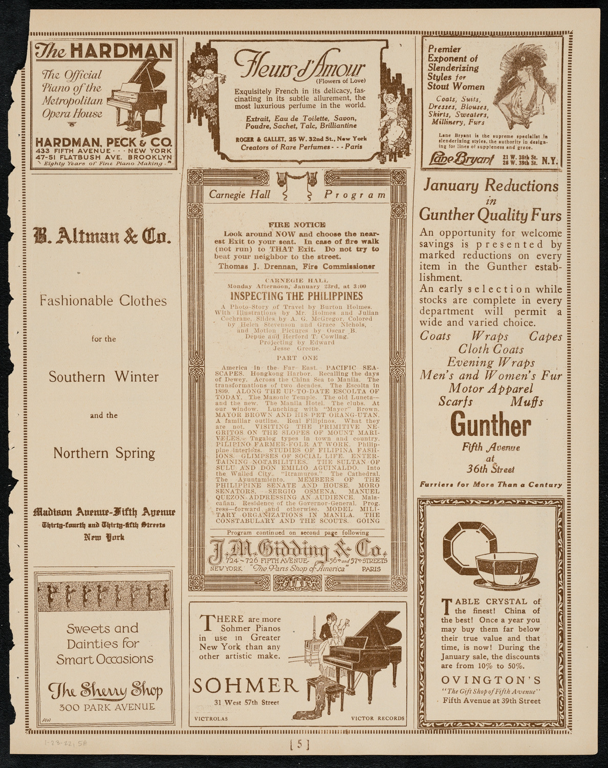 Burton Holmes Travelogue: Inspecting the Philippines, January 23, 1922, program page 5