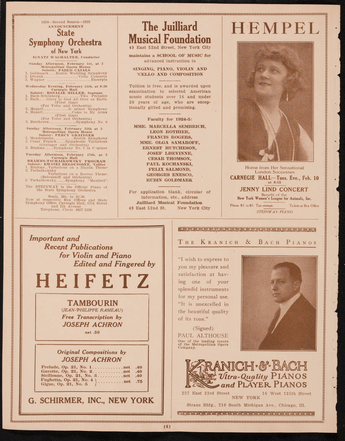 State Symphony Orchestra of New York, January 27, 1925, program page 6