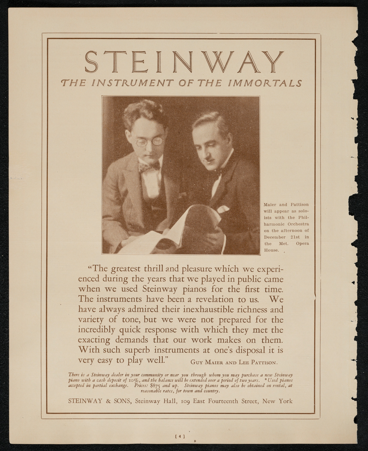 State Symphony Orchestra of New York, December 21, 1924, program page 4