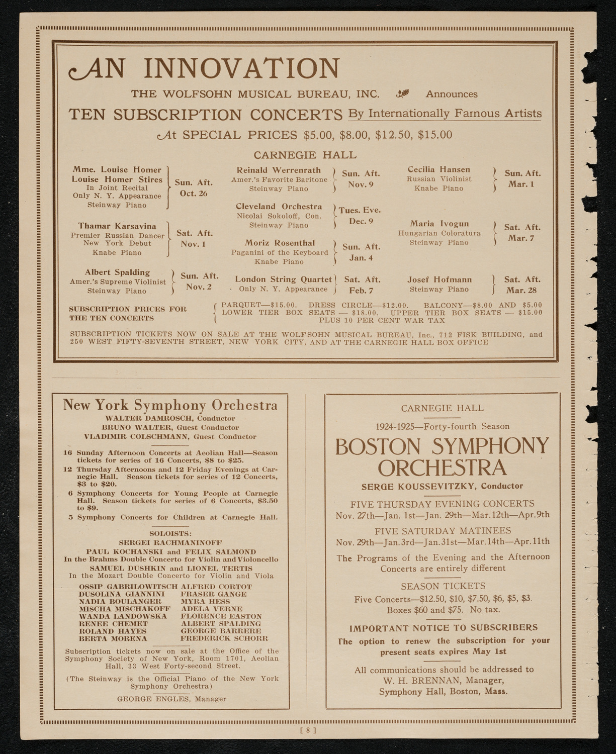 Colin O'More, Tenor, October 5, 1924, program page 8