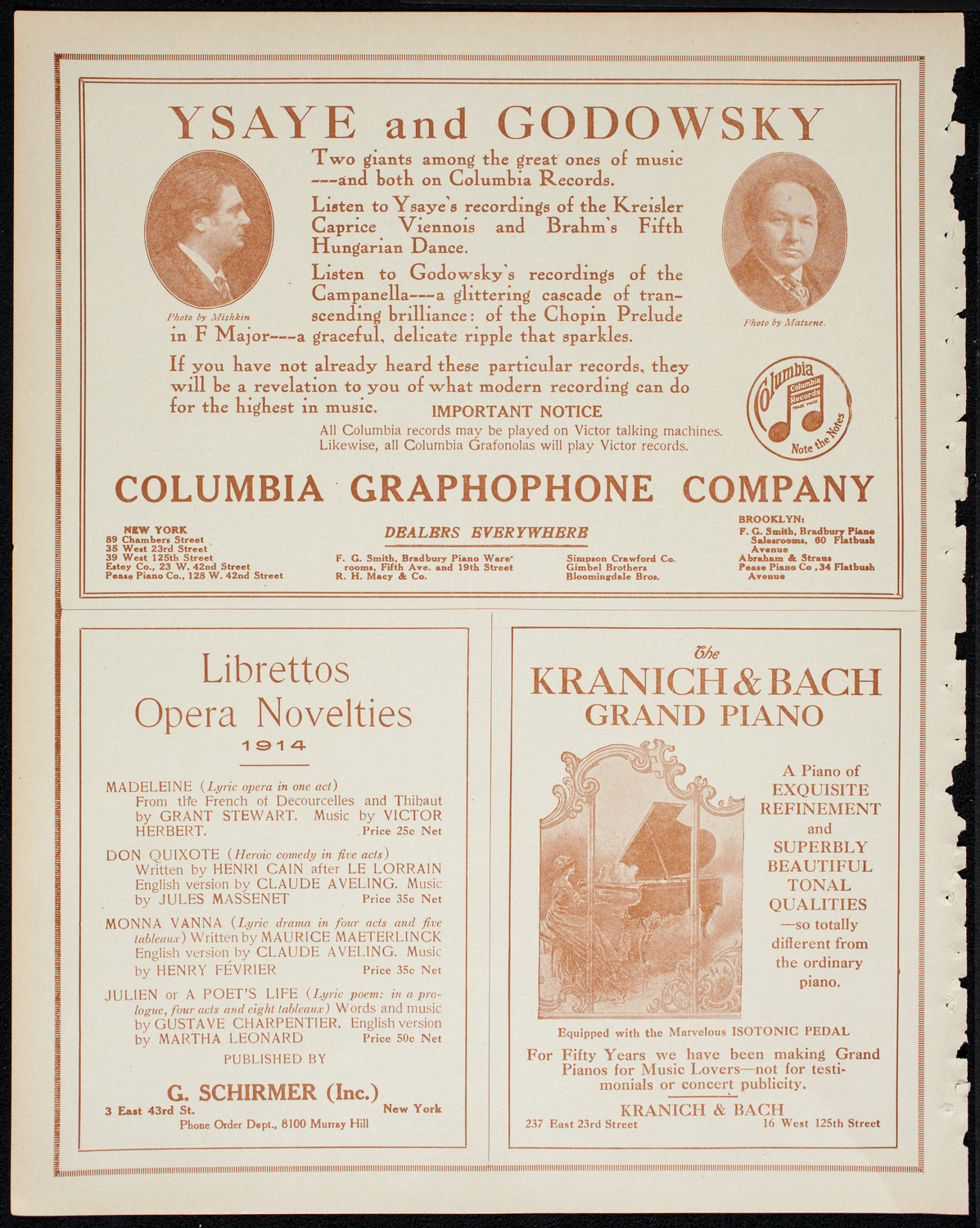New York Philharmonic, March 1, 1914, program page 6