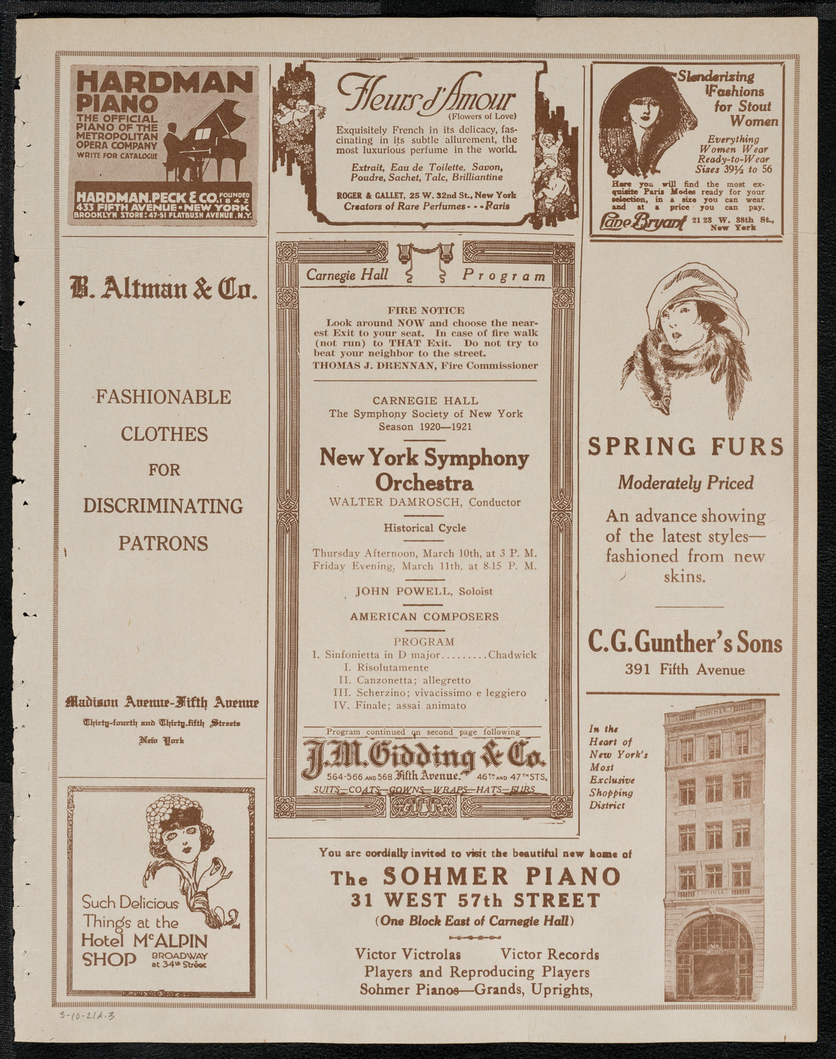 New York Symphony Orchestra, March 10, 1921, program page 5