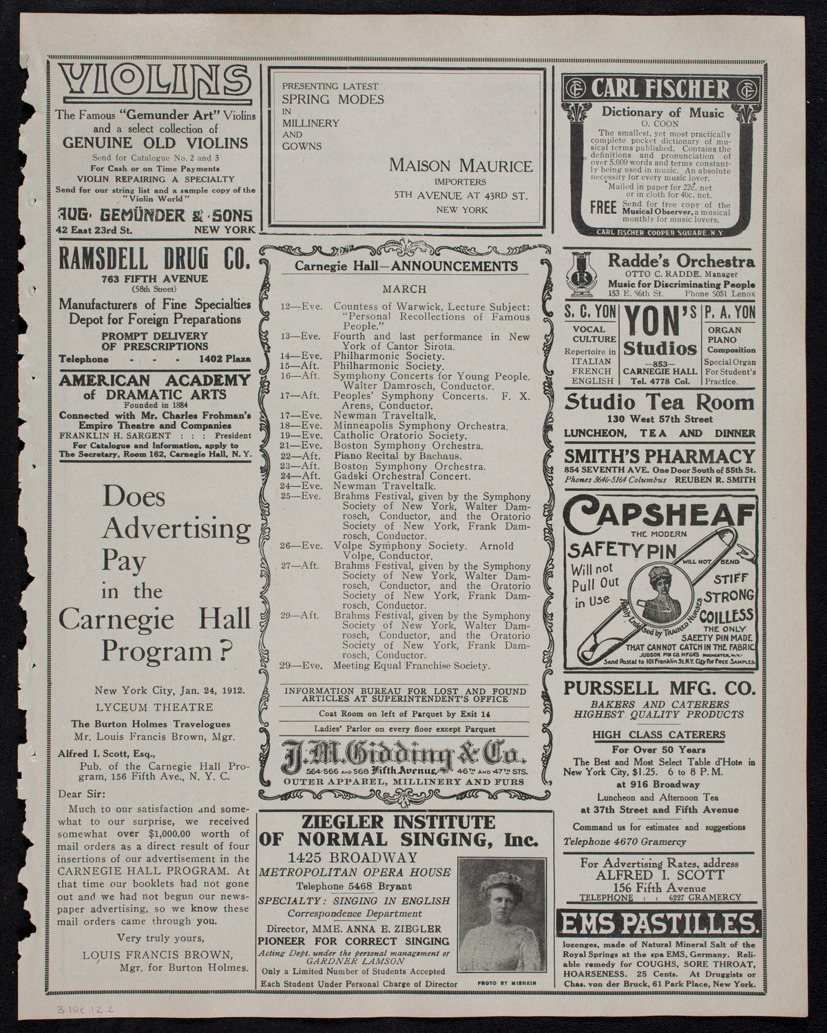 Newman Traveltalks: Scotland and Wales, March 10, 1912, program page 3